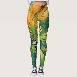 Legging Rajada de Palma Abstrata – Energia Tropical em Mov