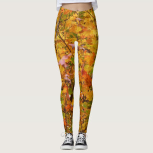 Legging Ramais das Folhas de Maple II Orange Autumn