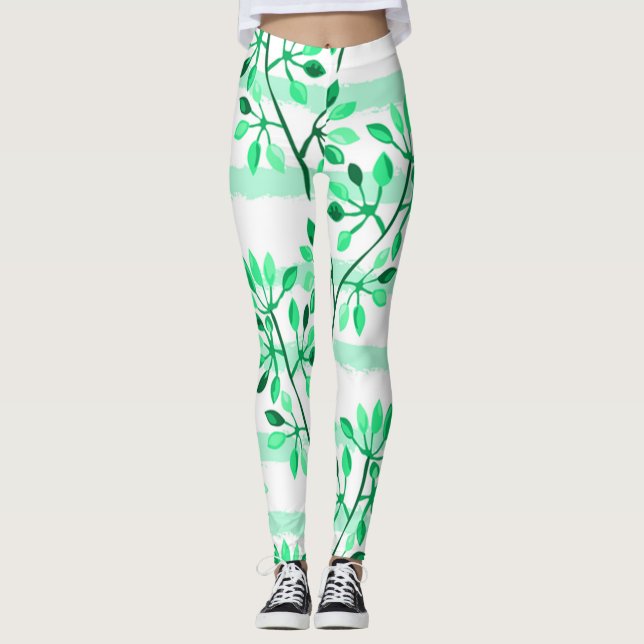 Legging Ramais de árvores com folhas (Frente)