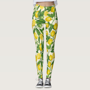 Legging Ramais de limão em verde e amarelo