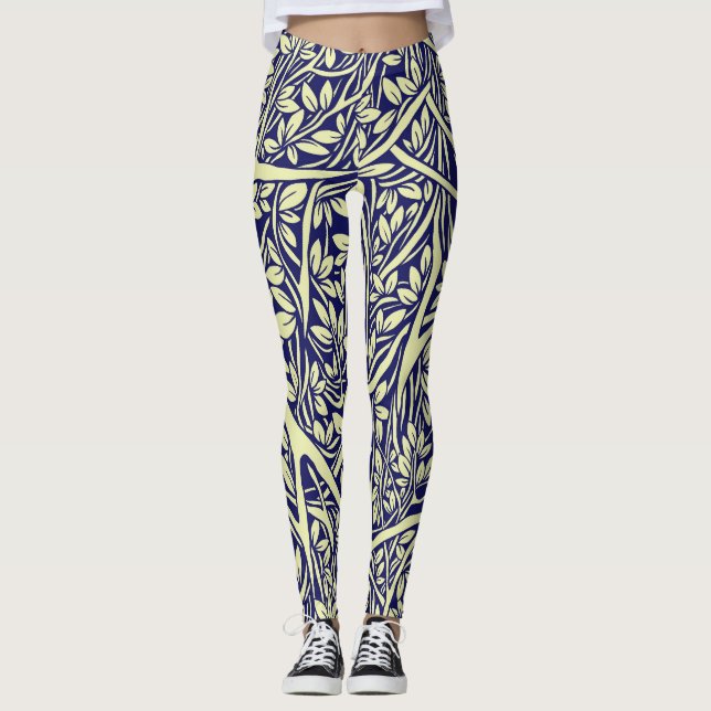 Legging Ramificações Vintage: Padrão de Árvore Intertecida (Frente)