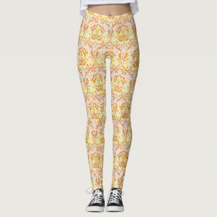 Legging Ramo Dourado Floral Arte de William Morris Laranja