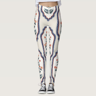 Legging Ramos de Flor Oriental: Kalamkari indiano.