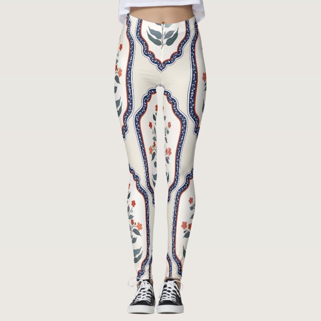 Legging Ramos de Flor Oriental: Kalamkari indiano. (Frente)