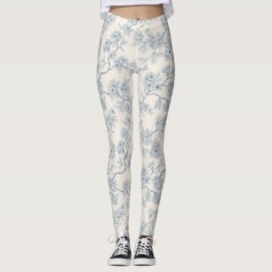 Legging Ramos de flores de cerejeira em azul e branco esma