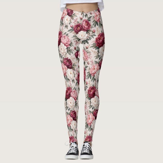 Legging Ramos Sofisticados de Peônia Premium (Frente)