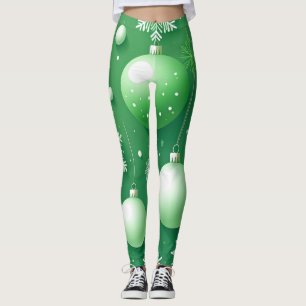 Legging Ramos Verdes e Flocos de Neve