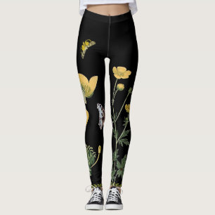 Legging Ranúnculo em caneleiras pretas