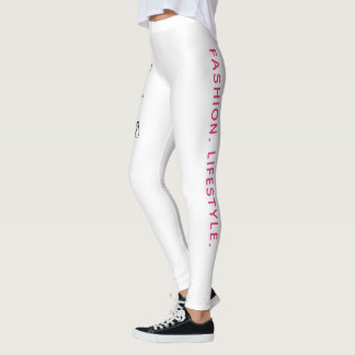 Legging Rapariga da Moda - Desenho em Preto, Branco e Rosa