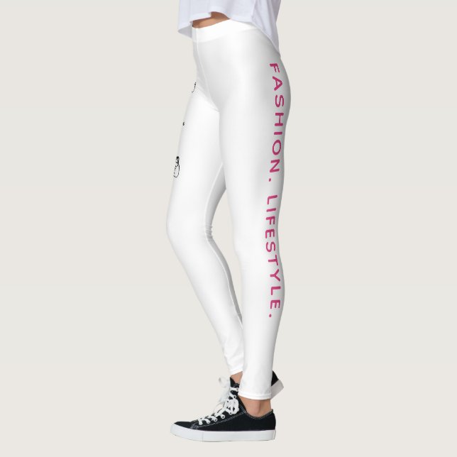 Legging Rapariga da Moda - Desenho em Preto, Branco e Rosa (Esquerda)