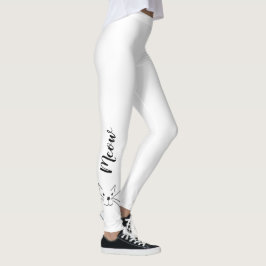 Legging Rapariga "Meow" Cat Lover é Branca Simplesmente El