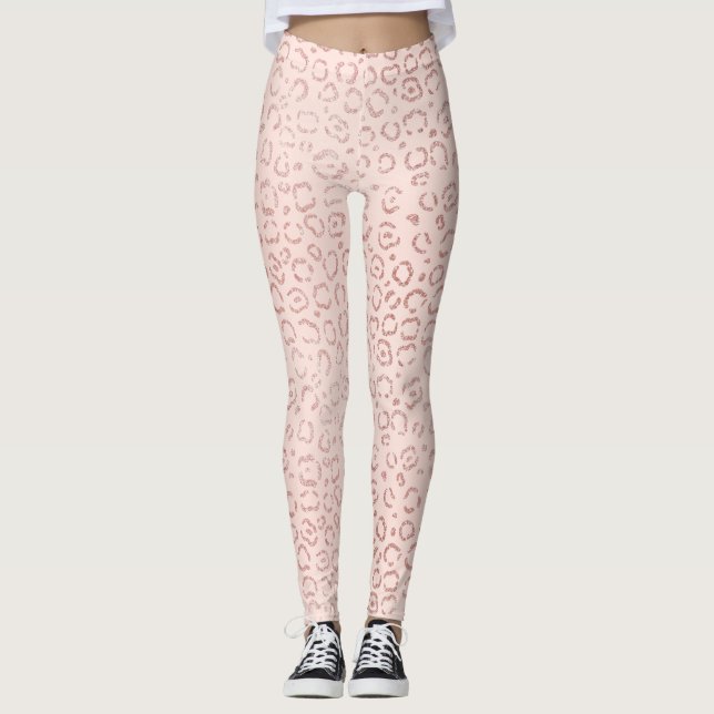 Legging Rapariga Rosa Dourada Trendy Leopard Cheetah Impre (Frente)