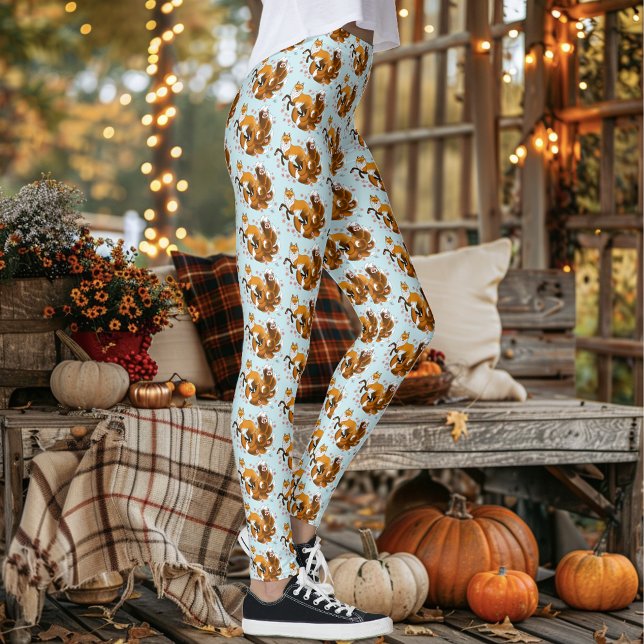 Legging Raposa Kitsune Caprichosa Flores de Cerejeira Azui (Criador carregado)