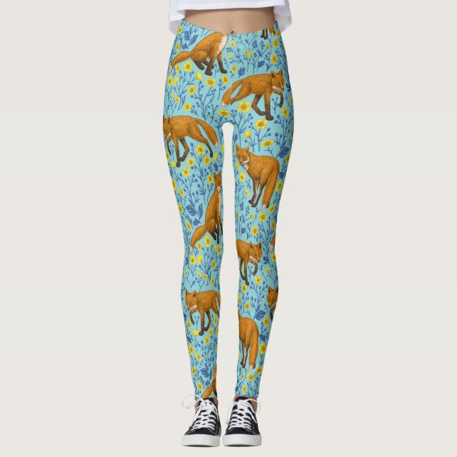 Legging Raposas e ampolas em azul-piscina (Frente)