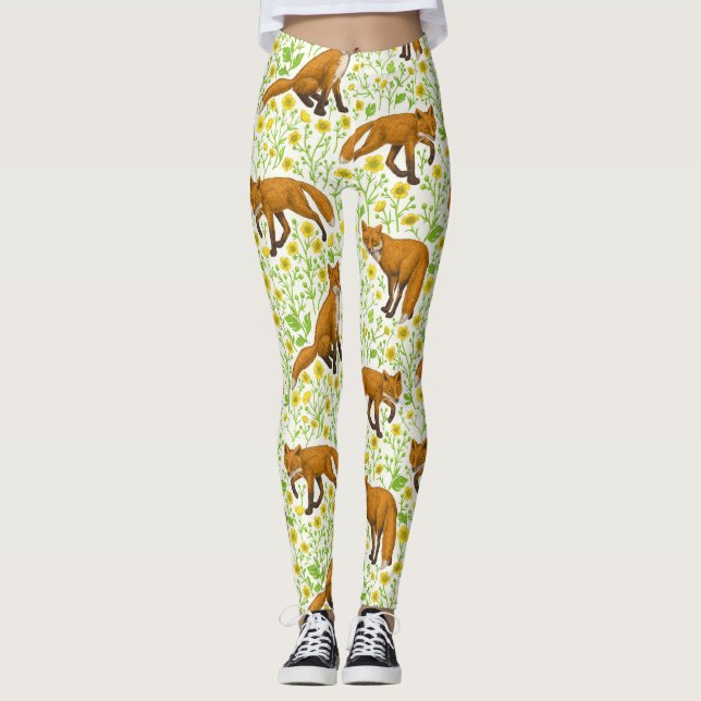 Legging Raposas e ampolas em branco natural (Frente)