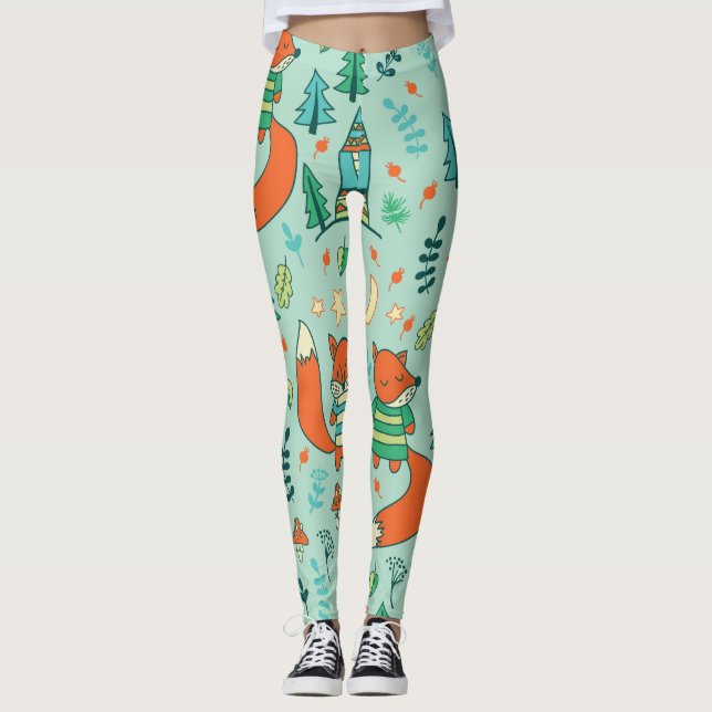 Legging Raposas Jovens: Padrão Invisível para Crianças. (Frente)