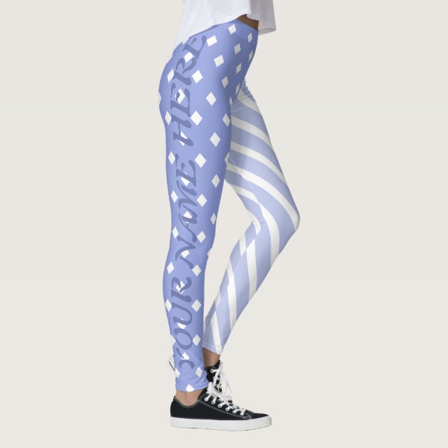 Legging Rascunhos de Harlequin de Meio Padrão e Azul Claro (Direita)
