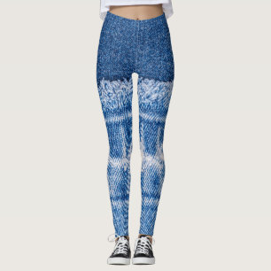Legging Rasgada: Quadro de Jeans Azuis Duplos