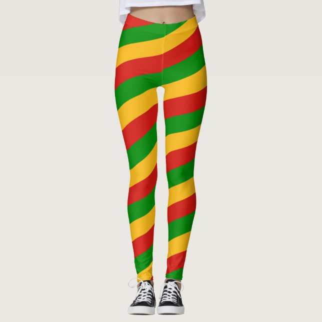 Legging RASTAFARI FLAG COLORS stripes + suas ideias (Frente)