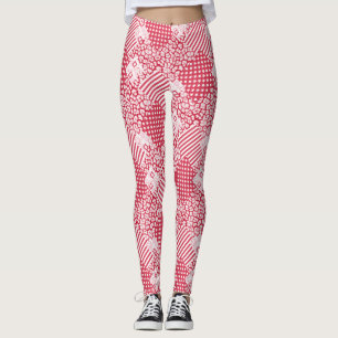 Legging Rastreio vermelho e branco