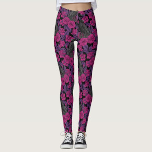 Legging Ravens e rosas cor-de-rosa