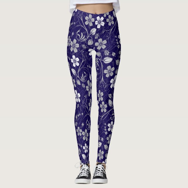 Legging RB02.Reborn Flores Padrão Camadas - RB02BW01.DBB (Frente)