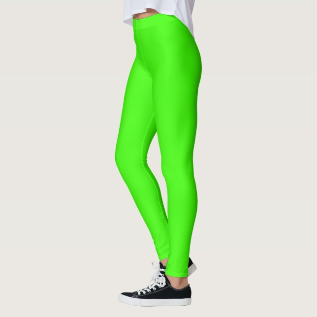 Legging Realçador Verde Neon Cor Sólida (Esquerda)