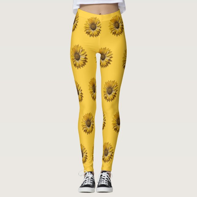 Legging Realistic Minimal Sunflower Pattern (Frente)