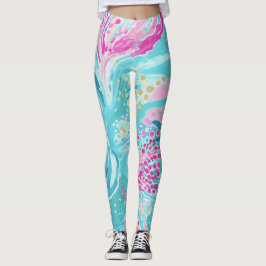 Legging Recife de Coral do Mar de Caribe Tropical Pastel V