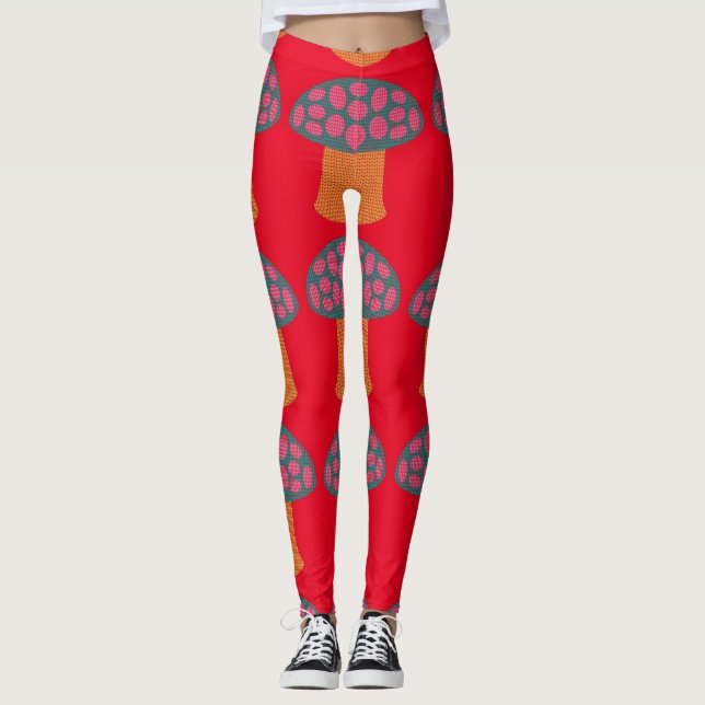 Legging Red Amanita Mushroom Thunder_Cove  (Frente)