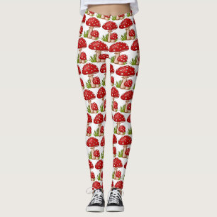 Legging Red Amanita Mushrooms Thunder_Cove