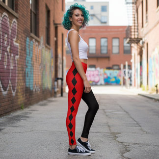 Legging Red and Black Diamond Harlequin 