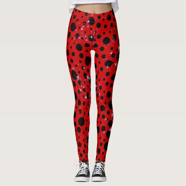Legging Red and black polka dots funny ladybug (Frente)