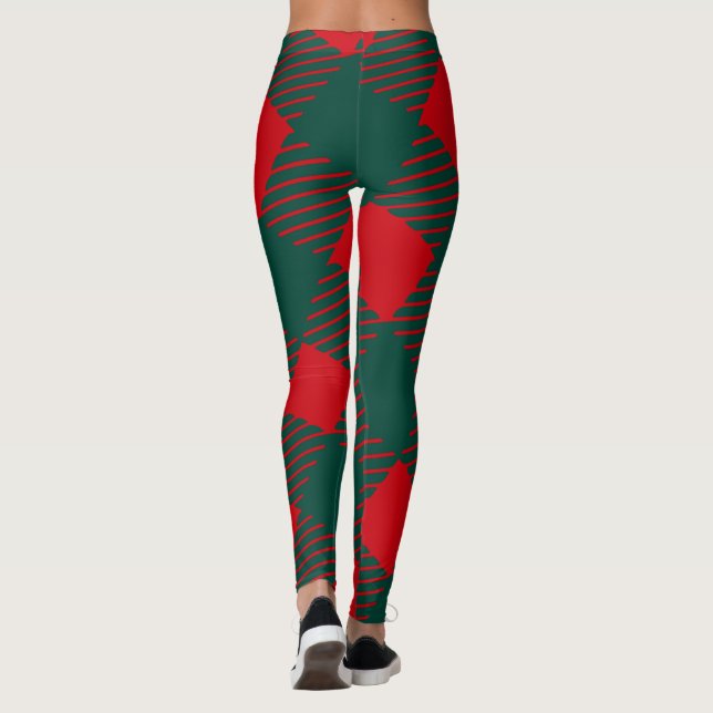 Legging Red and green Square Box Modern Simples Para ela (Verso)