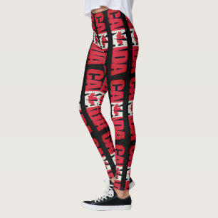 Legging Red and White Canada e Maple Leaf