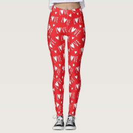 Legging Red and White LOVE Script