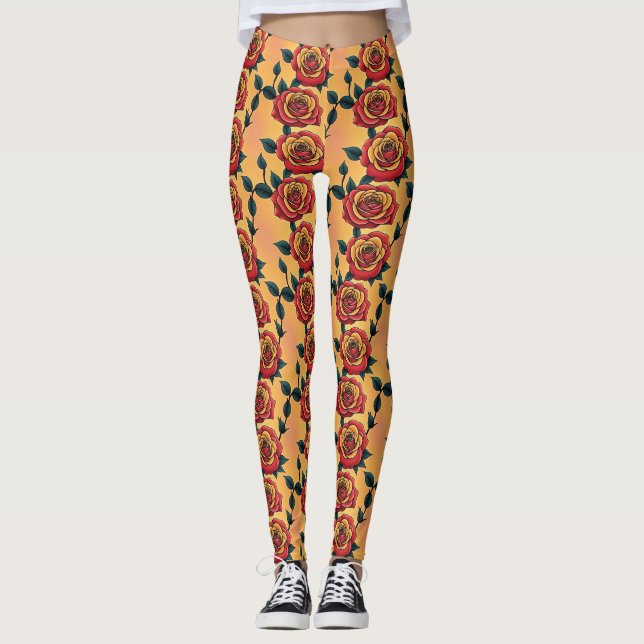 Legging Red And Yellow Roses (Frente)