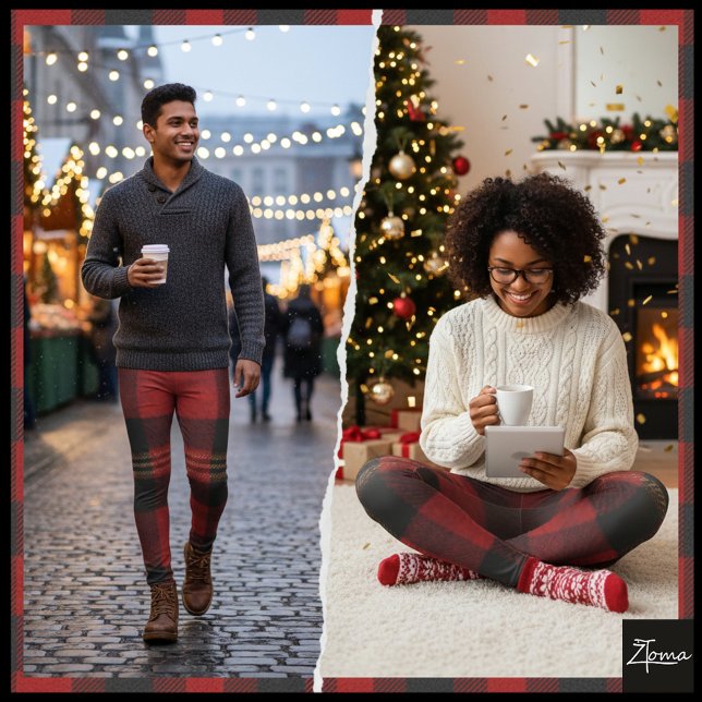 Legging Red Black Buffalo Plaid Flannel Tartan (Criador carregado)