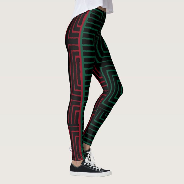 Legging Red Black Green Maze African Lama Clod (Direita)