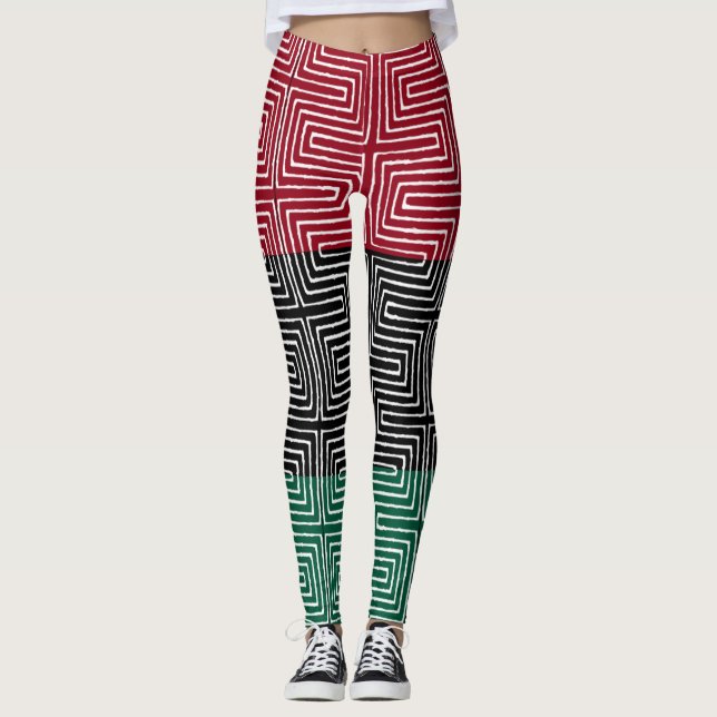 Legging Red Black Green Maze African Lama Clod (Frente)