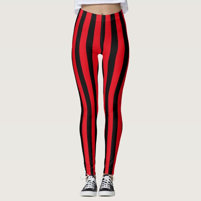 Legging Red & Black Halloween Stripes Pirata (Frente)