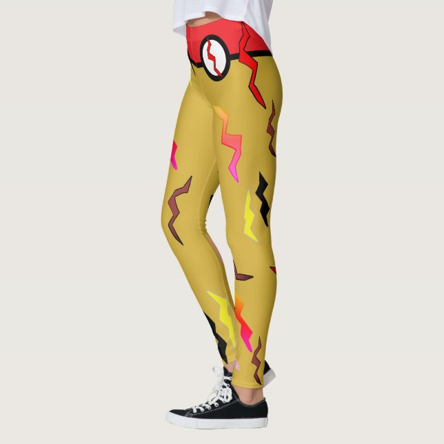 Legging Red Black Lightning Bolts Dourados (Esquerda)