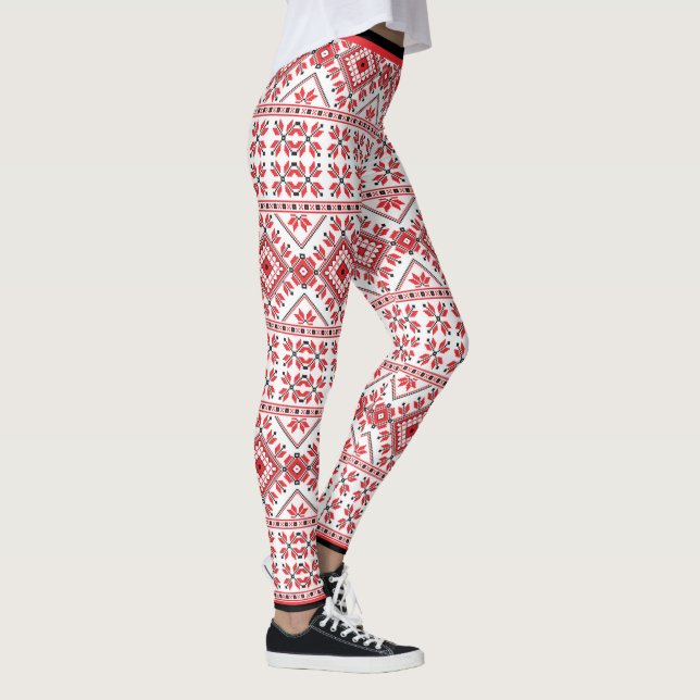 Legging Red Black North Fair Isle Snowflake Motif (Direita)