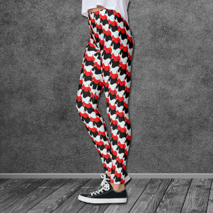 Legging Red Black Scottie Dog Patterno