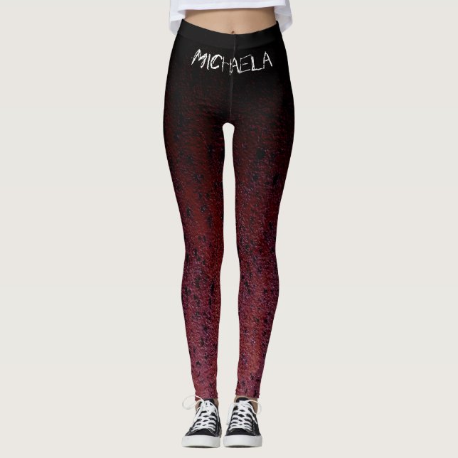 Legging Red Brown Black Ombro Rust Metal Nome personalizad (Frente)