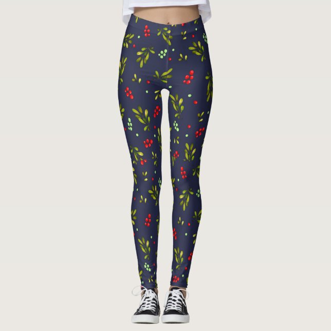 Legging Red Cherries Green deixa padrão moderno (Frente)