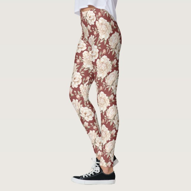 Legging Red Cream Flowers (Esquerda)