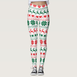 Legging Red E Green Fair Isle Impressão