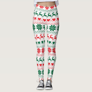 Legging Red E Green Fair Isle Impressão