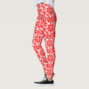 Legging Red Floral Damask